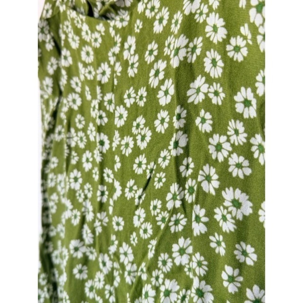 Reformation Olive Green Daisy Floral Slip Midi Dress Side Slit Size 0 - Picture 8 of 8